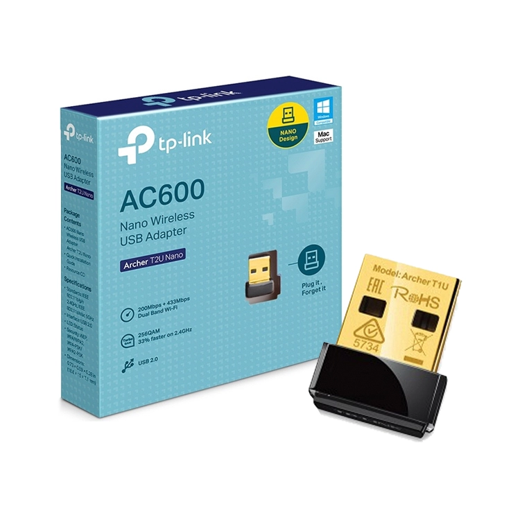 Adaptador TP-Link USB Nano Inalambrico AC600 ARCHER T2U Nano Art.9978-0407251
